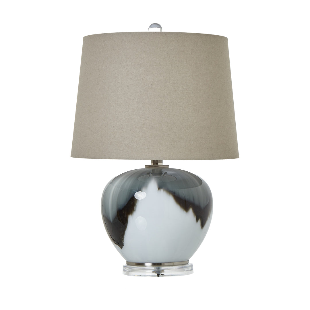Glass Table Lamp with Linen Shade - Grey Hill 1