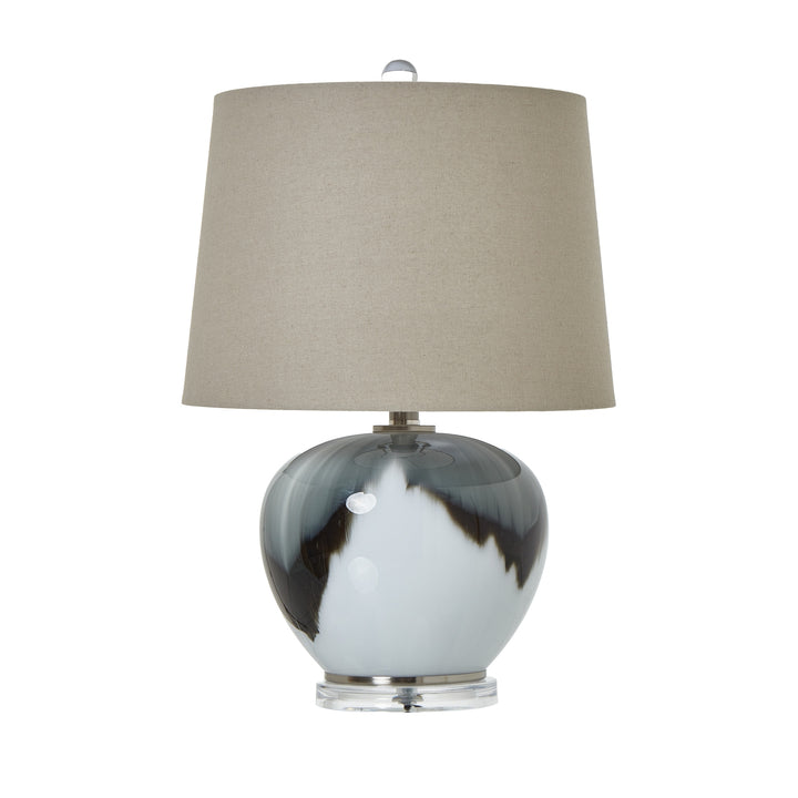 Glass Table Lamp with Linen Shade - Grey Hill 1