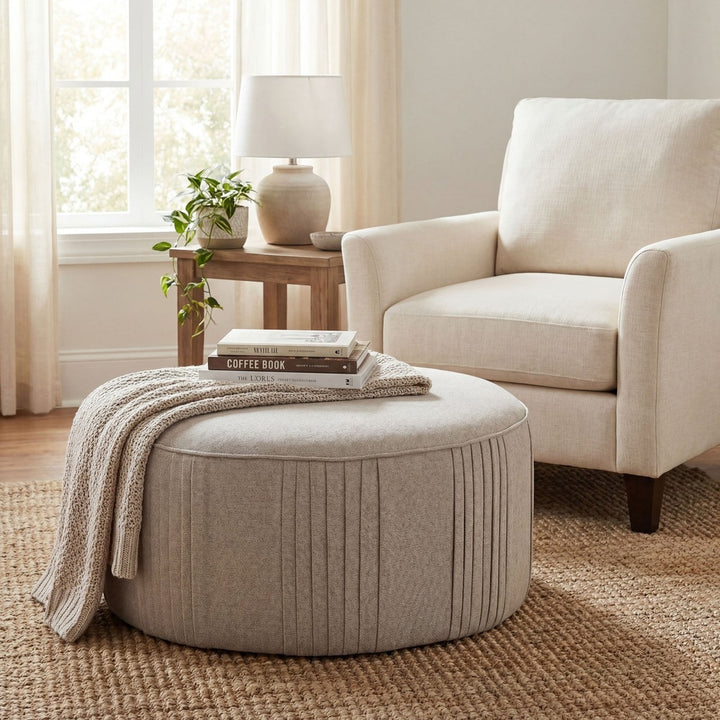 Lily Swivel Ottoman - Oatmeal Twill