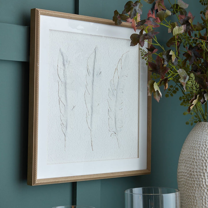 Solli White Feathers Art Mounted in Beaded Frame Hill 5