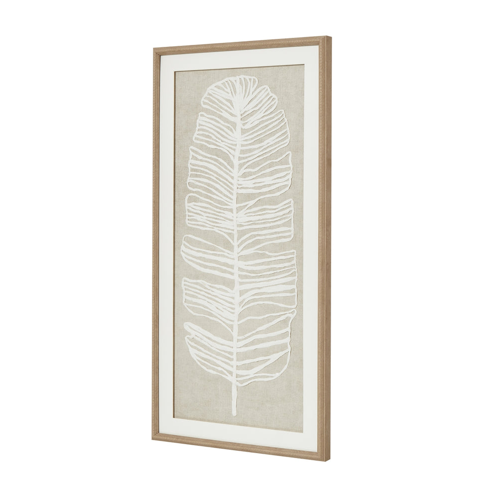 Large Plume White Feather Art Mounted in Beaded Frame Hill 2