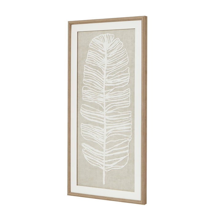 Large Plume White Feather Art Mounted in Beaded Frame Hill 2