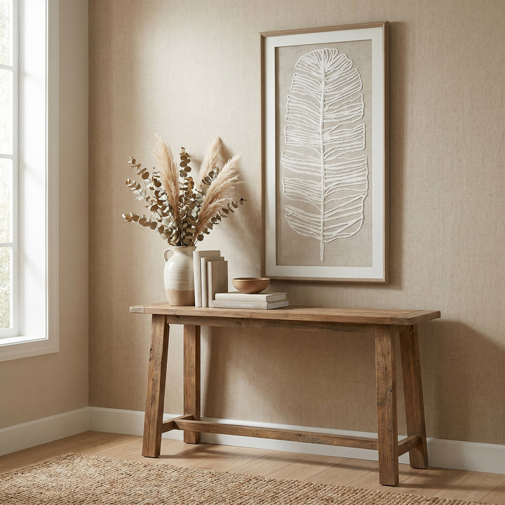 Large Plume White Feather Art Mounted in Beaded Frame
