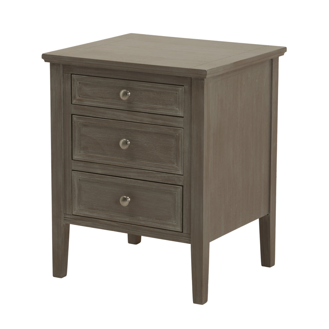 The Serene Collection 3 Drawer Bedside Table - Grey Hill 1