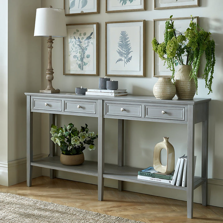 The Serene Collection 4 Drawer Console Table - Grey