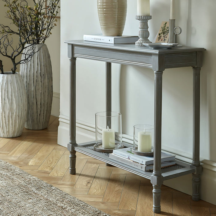 The Serene Rattan Collection Console Table - Grey