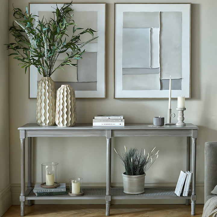 The Serene Rattan Collection Large Console Table - Grey
