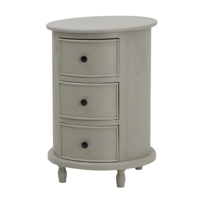 The Camden Collection 3 Drawer Round Side Table - Grey Hill 1