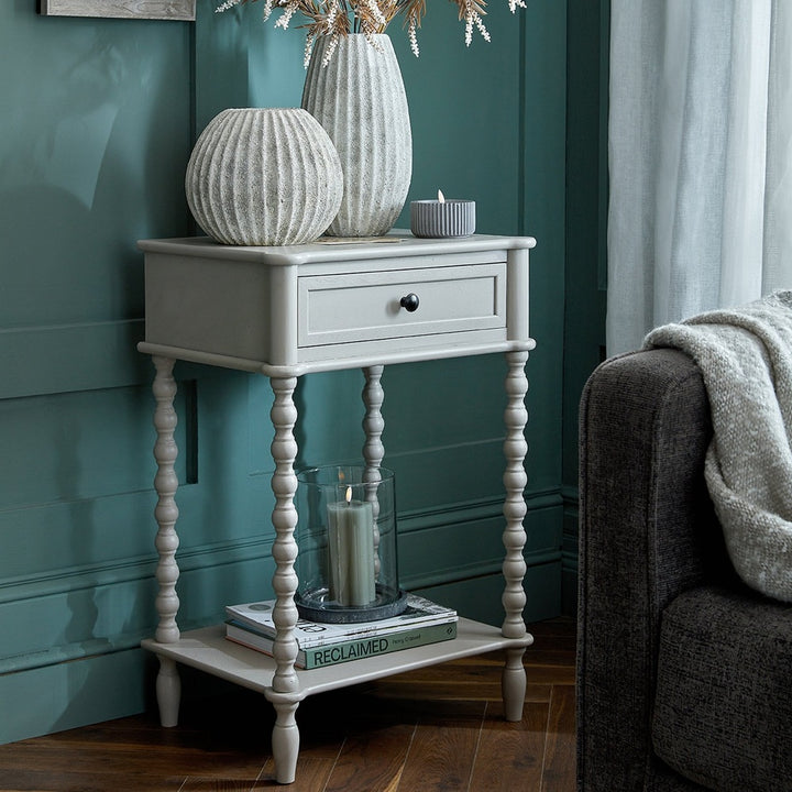 The Camden Collection 1 Drawer Side Table - Grey