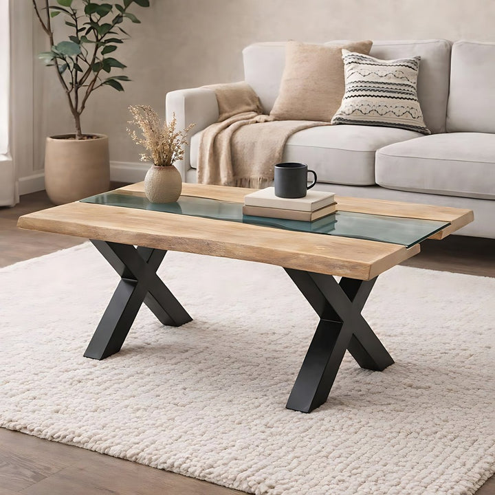Live Edge Collection River Coffee Table - Light Acacia