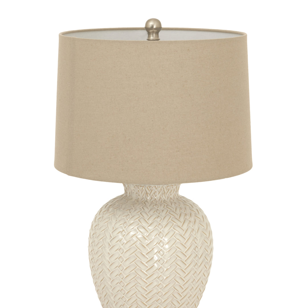 Twill Weave Ceramic Table Lamp with Linen Shade Hill 3