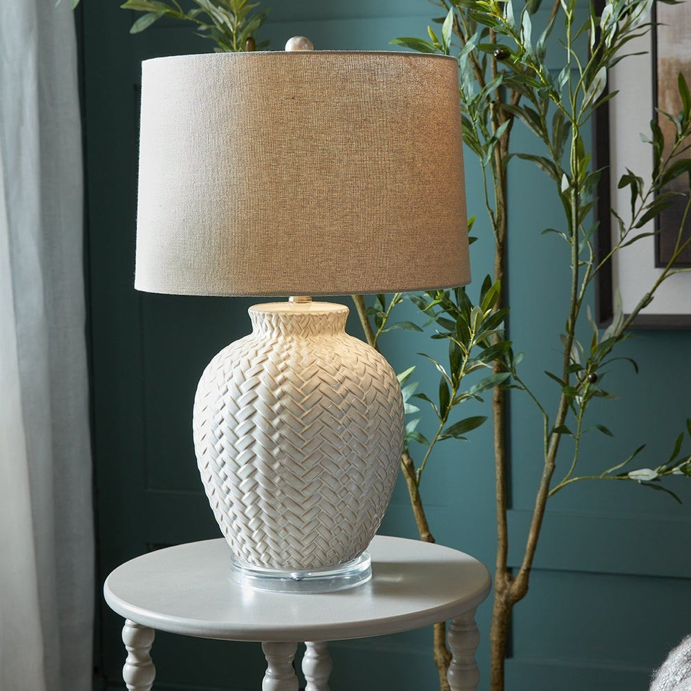 Twill Weave Ceramic Table Lamp with Linen Shade Hill 5
