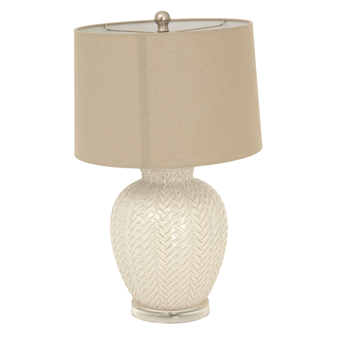 Twill Weave Ceramic Table Lamp with Linen Shade Hill 1
