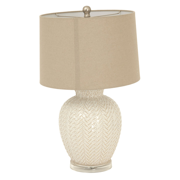 Twill Weave Ceramic Table Lamp with Linen Shade Hill 1