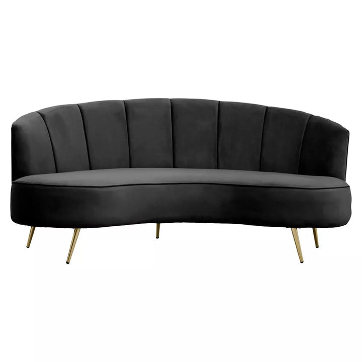 Hasna Three Seat Velvet Sofa - Black