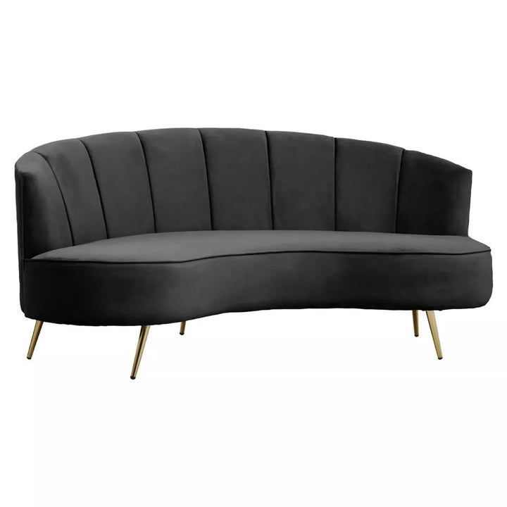 Hasna Three Seat Velvet Sofa - Black