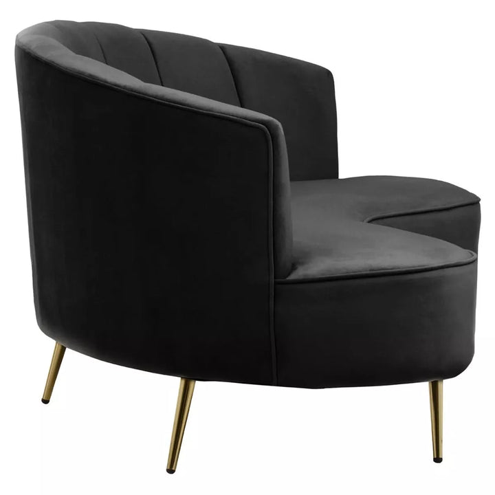 Hasna Three Seat Velvet Sofa - Black