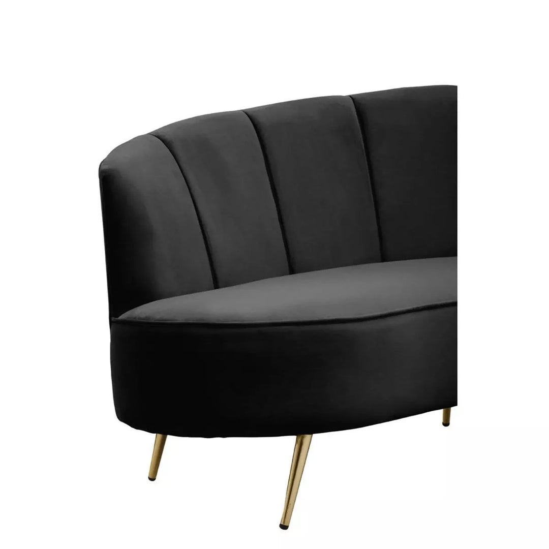 Hasna Three Seat Velvet Sofa - Black
