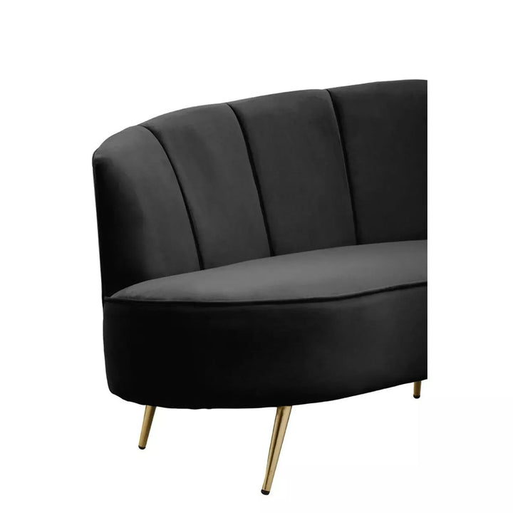 Hasna Three Seat Velvet Sofa - Black