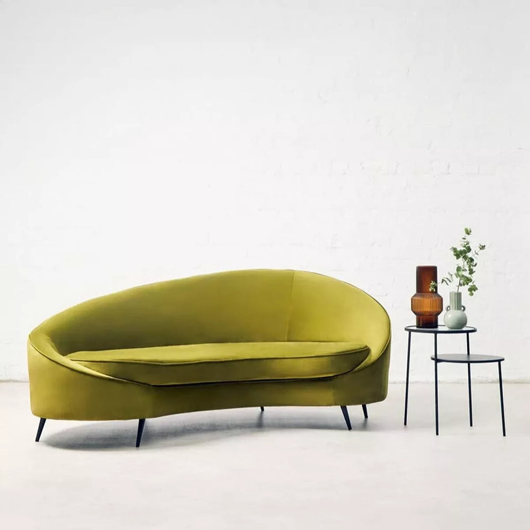 Hasna Three Seat Velvet Sofa - Olive
