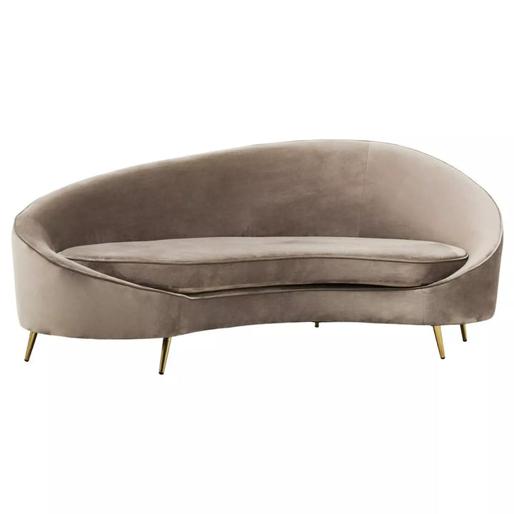Hasna Three Seat Velvet Sofa - Mink