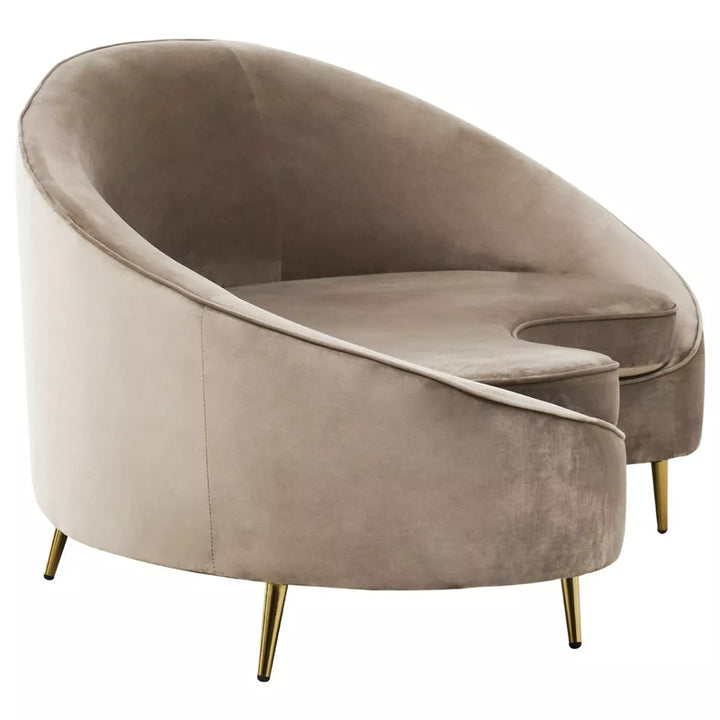 Hasna Three Seat Velvet Sofa - Mink