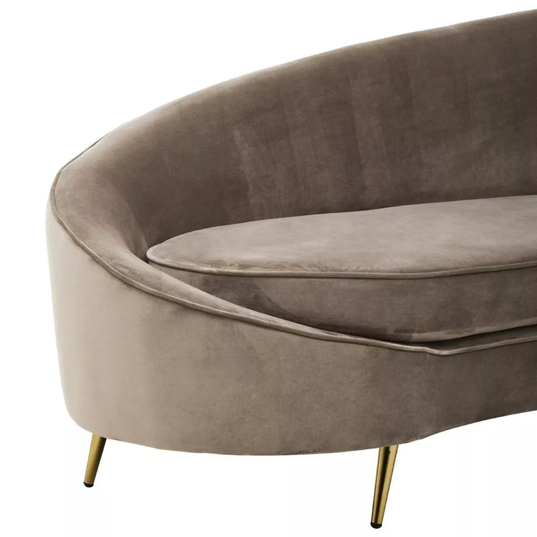 Hasna Three Seat Velvet Sofa - Mink
