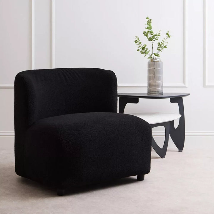 Montreal Boucle Effect Armless Lounge Chair -  Black