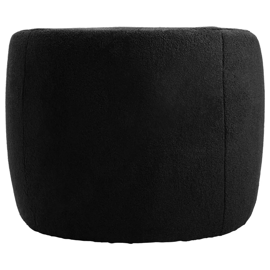 Montreal Boucle Effect Swivel Base Curved Lounge Chair - Black