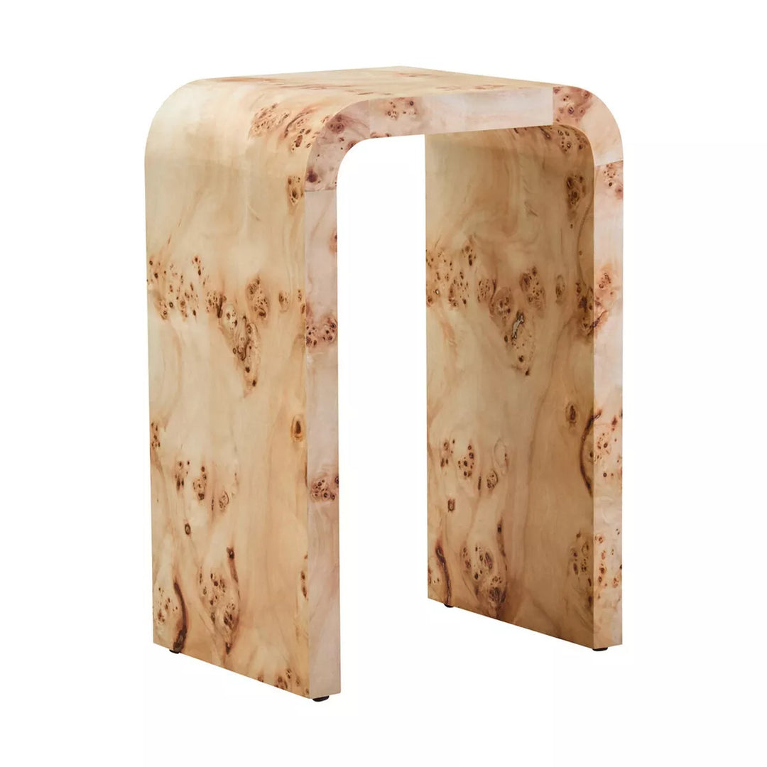 Mota Burl Wood Curved Side Table