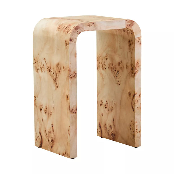 Mota Burl Wood Curved Side Table