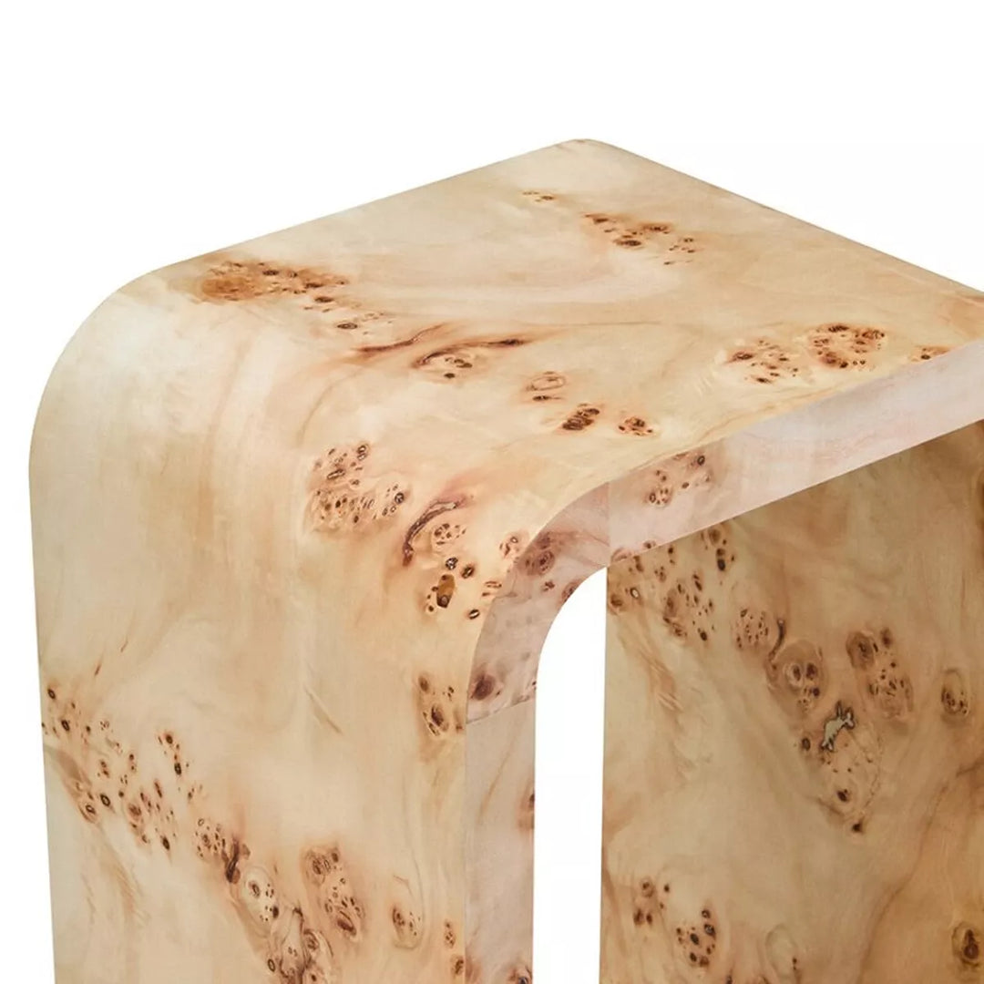 Mota Burl Wood Curved Side Table