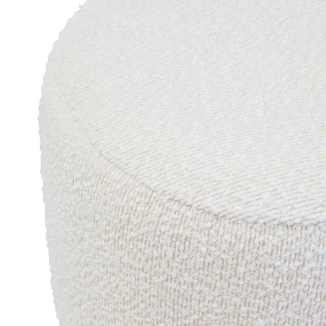 Mota Burl Wood Boucle Round Stool - Cream