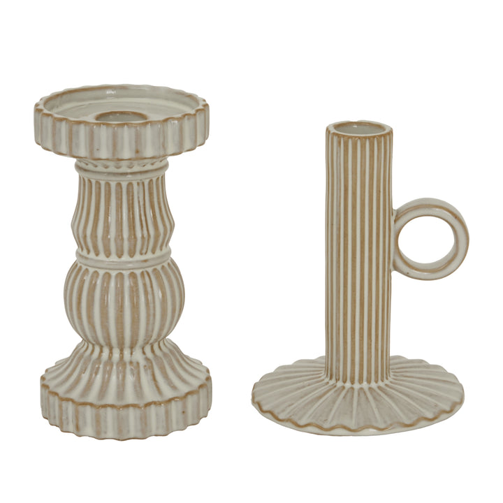 Alora Ceramic Taper Candle Holder - Cream Hill 3
