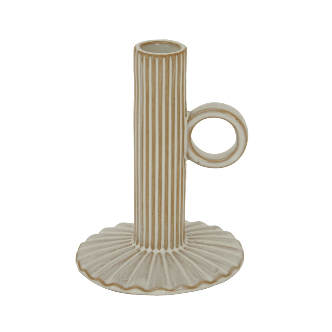 Alora Ceramic Taper Candle Holder - Cream Hill 2