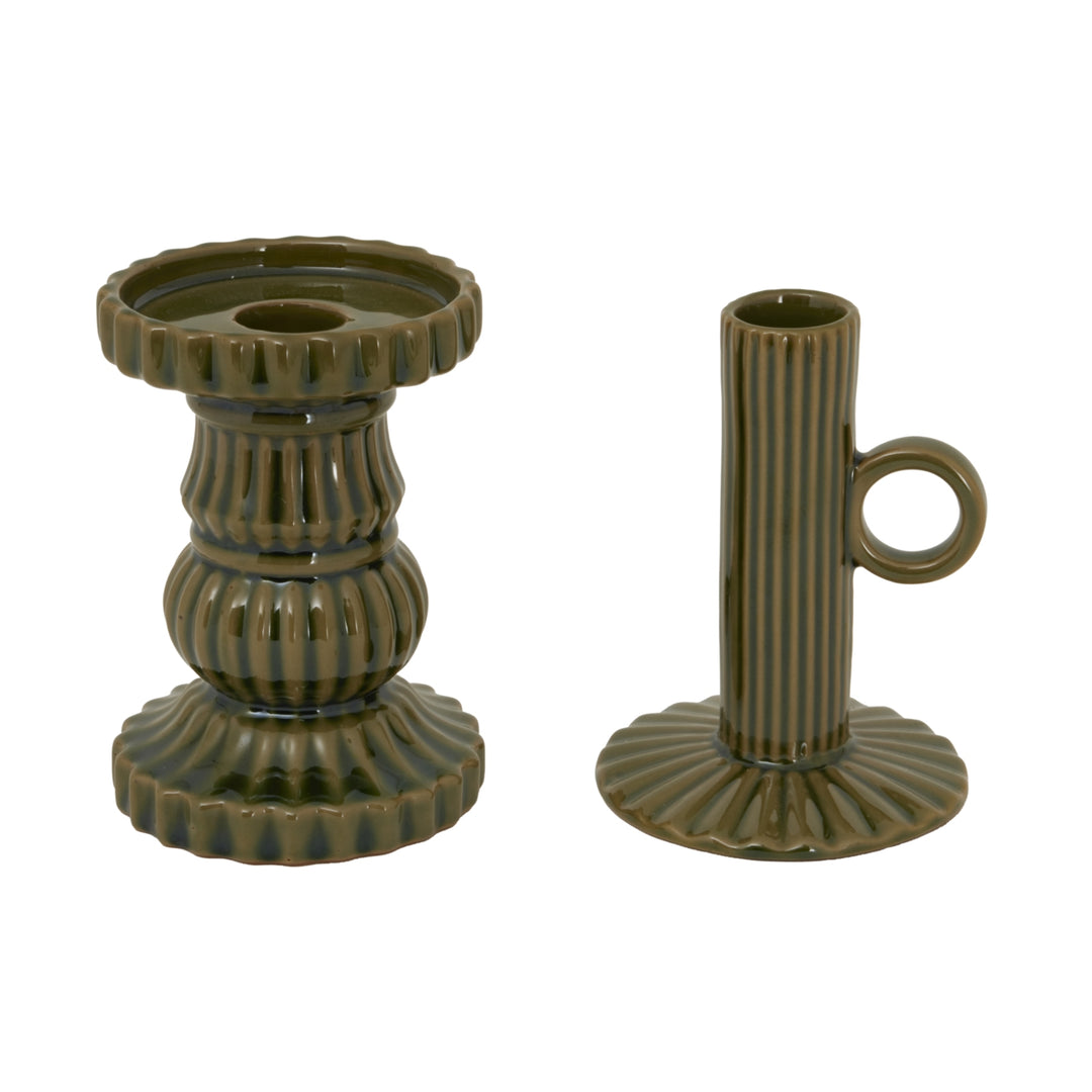 Alora Ceramic Taper Candle Holder - Olive Hill 3