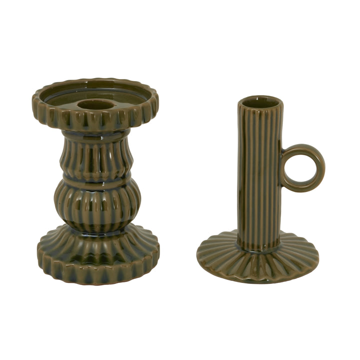Alora Ceramic Taper Candle Holder - Olive Hill 3