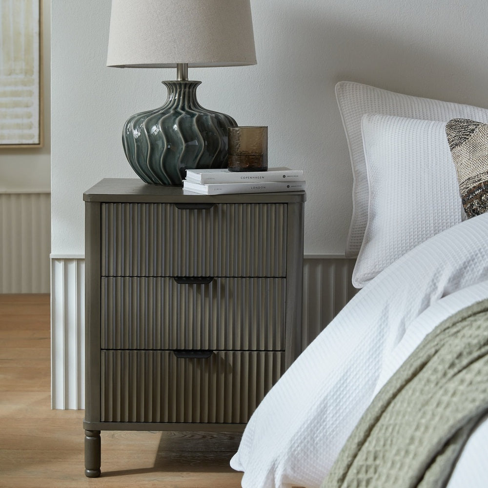 Reed 3 Drawer Bedside Table