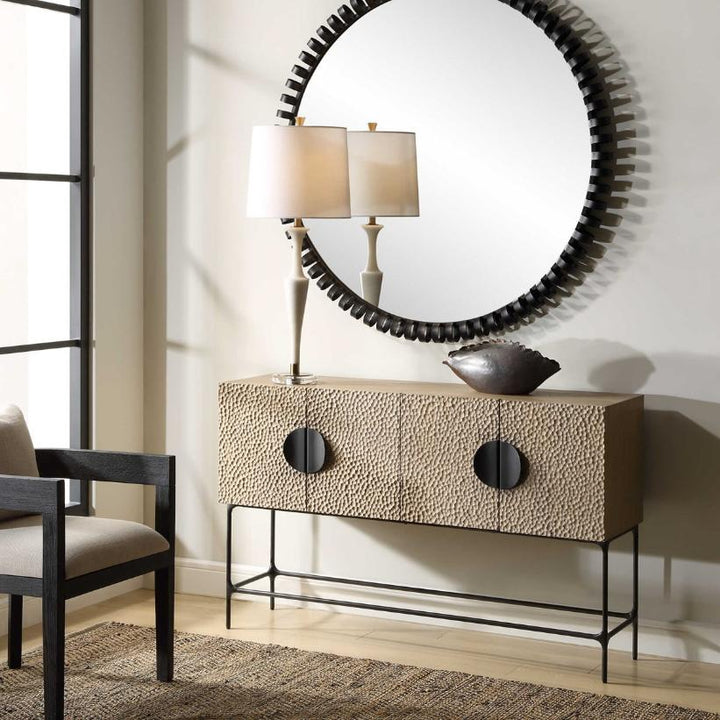 Lunar 4 Door Elm Wood Cabinet