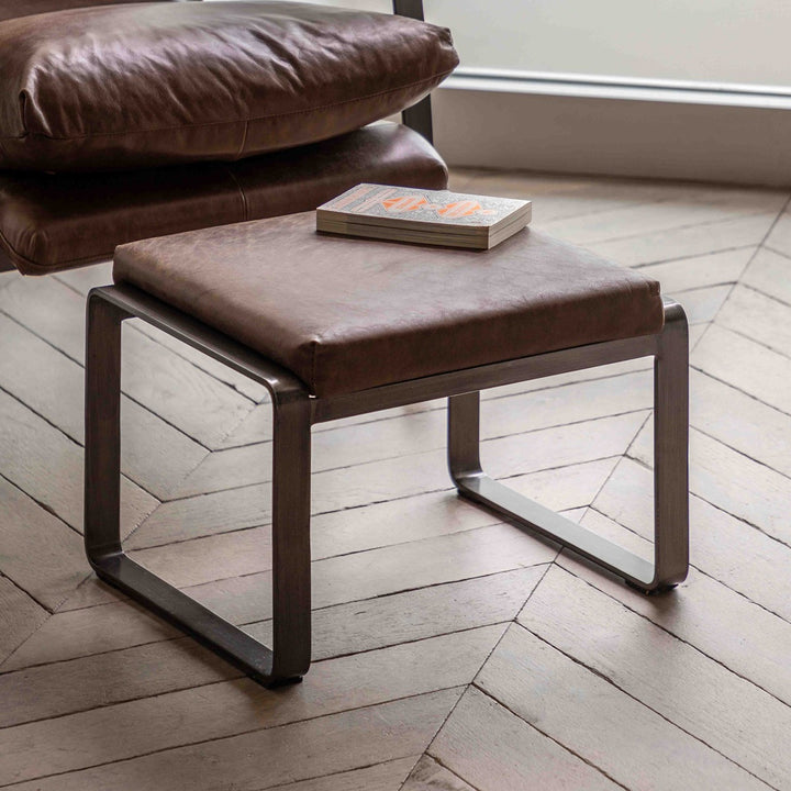 Fabien Footstool - Brown Leather