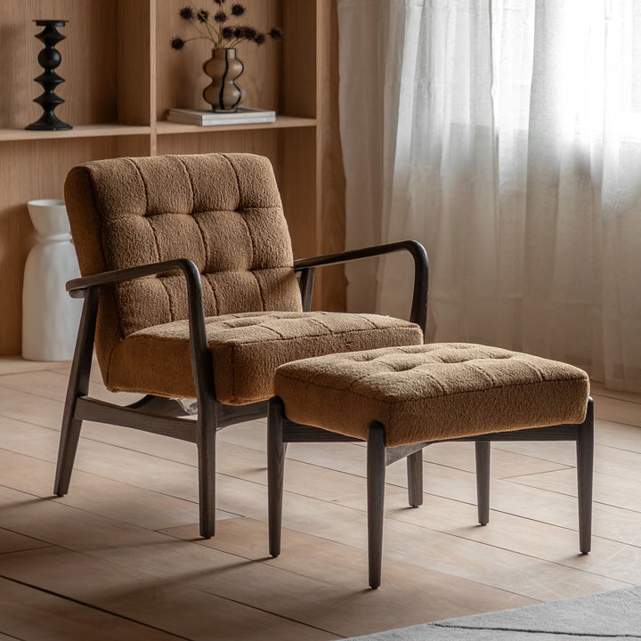 Humber Faux Sheepskin Footstool - Ochre