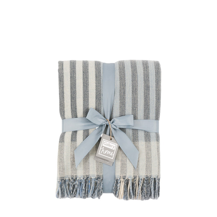 Lille Jacquard Stripe Throw - Blue
