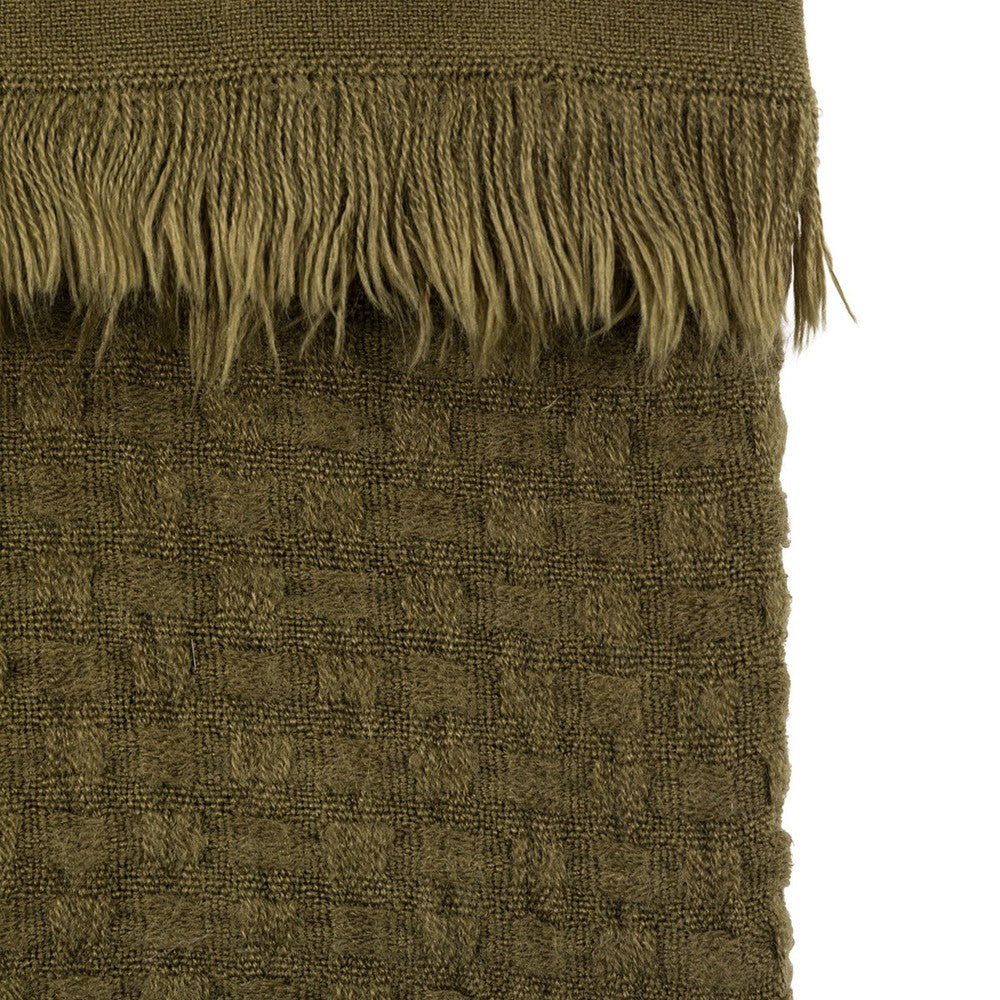 Soft Touch Waffle Throw - Olive