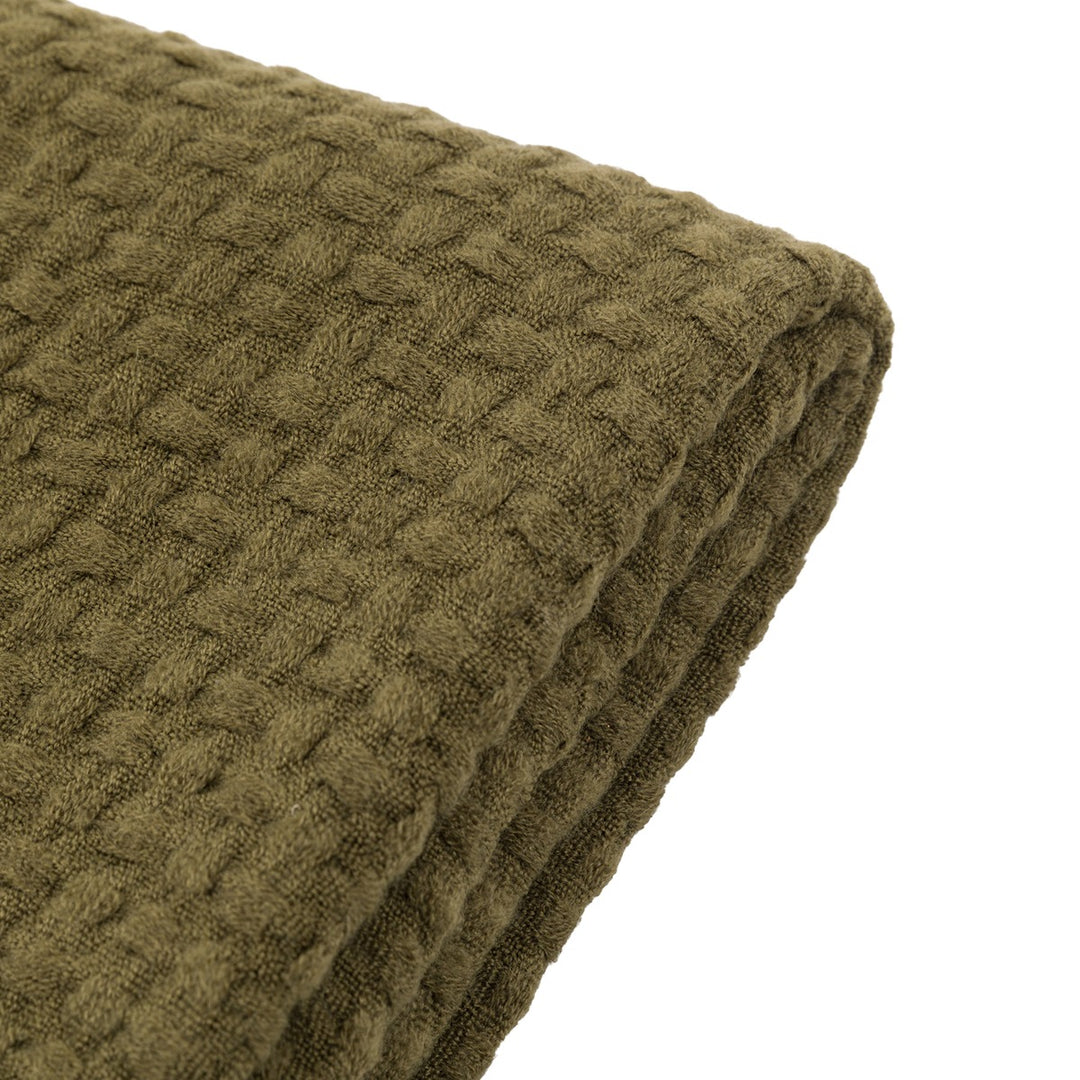 Soft Touch Waffle Throw - Olive