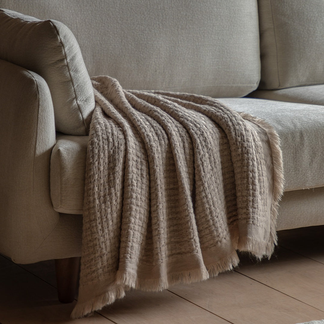 Soft Touch Waffle Throw - Natural