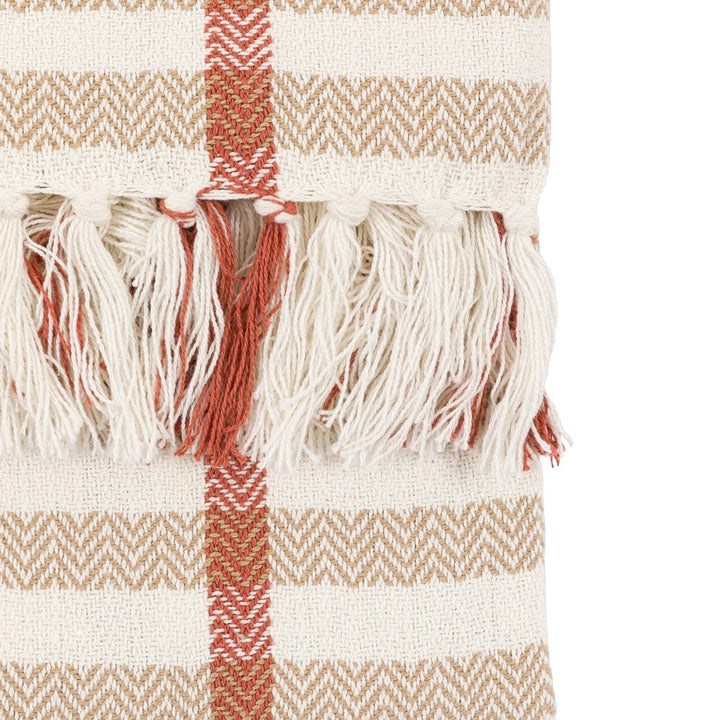 Arvo Grid Woven Throw - Rust & Natural