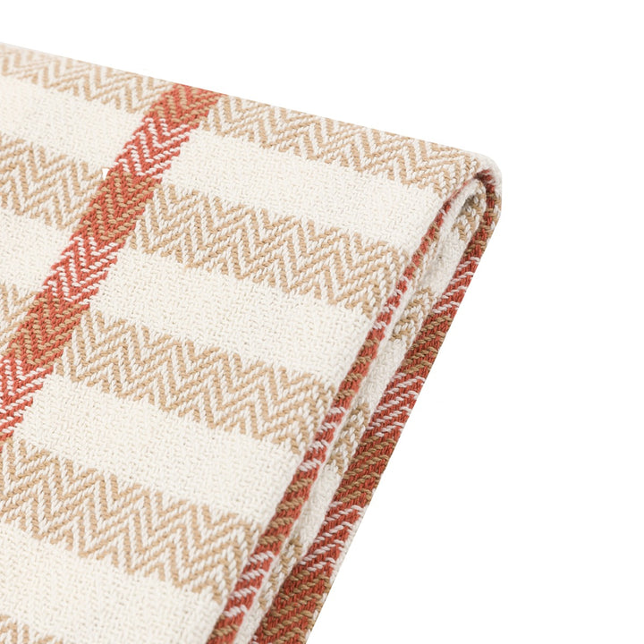 Arvo Grid Woven Throw - Rust & Natural