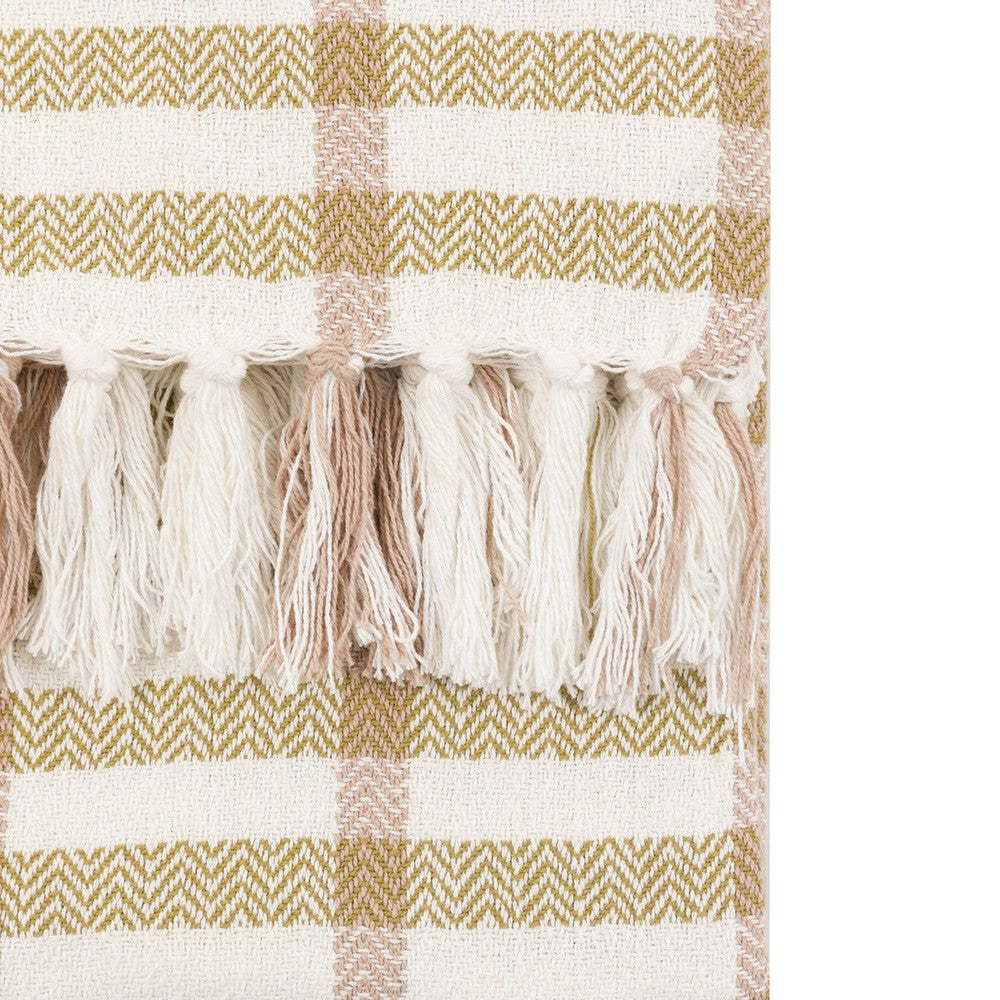 Arvo Grid Woven Throw - Green & Rust