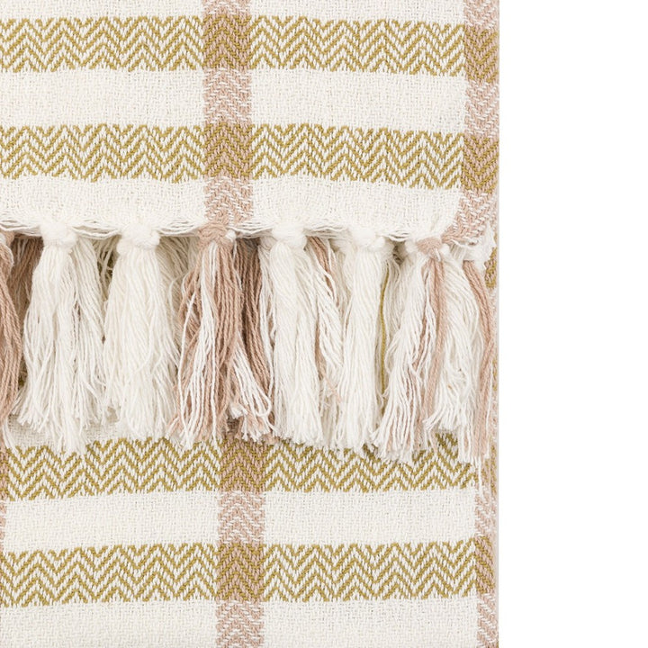 Arvo Grid Woven Throw - Green & Rust