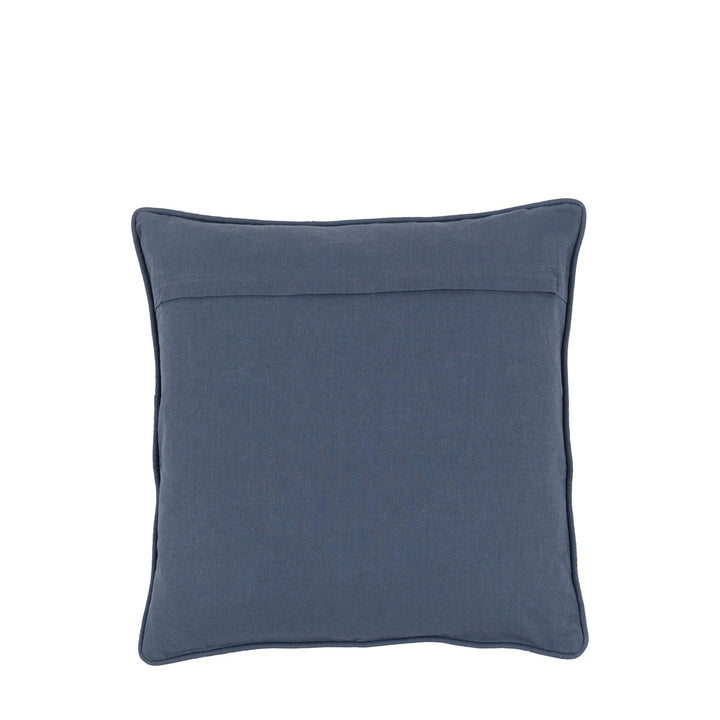 Fleur Embroidered Cushion - Ink Blue